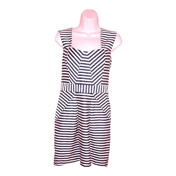 Pink Martini Striped Lined Sleeveless Dress Size Small Navy White Modclo… - Picture 1 of 3